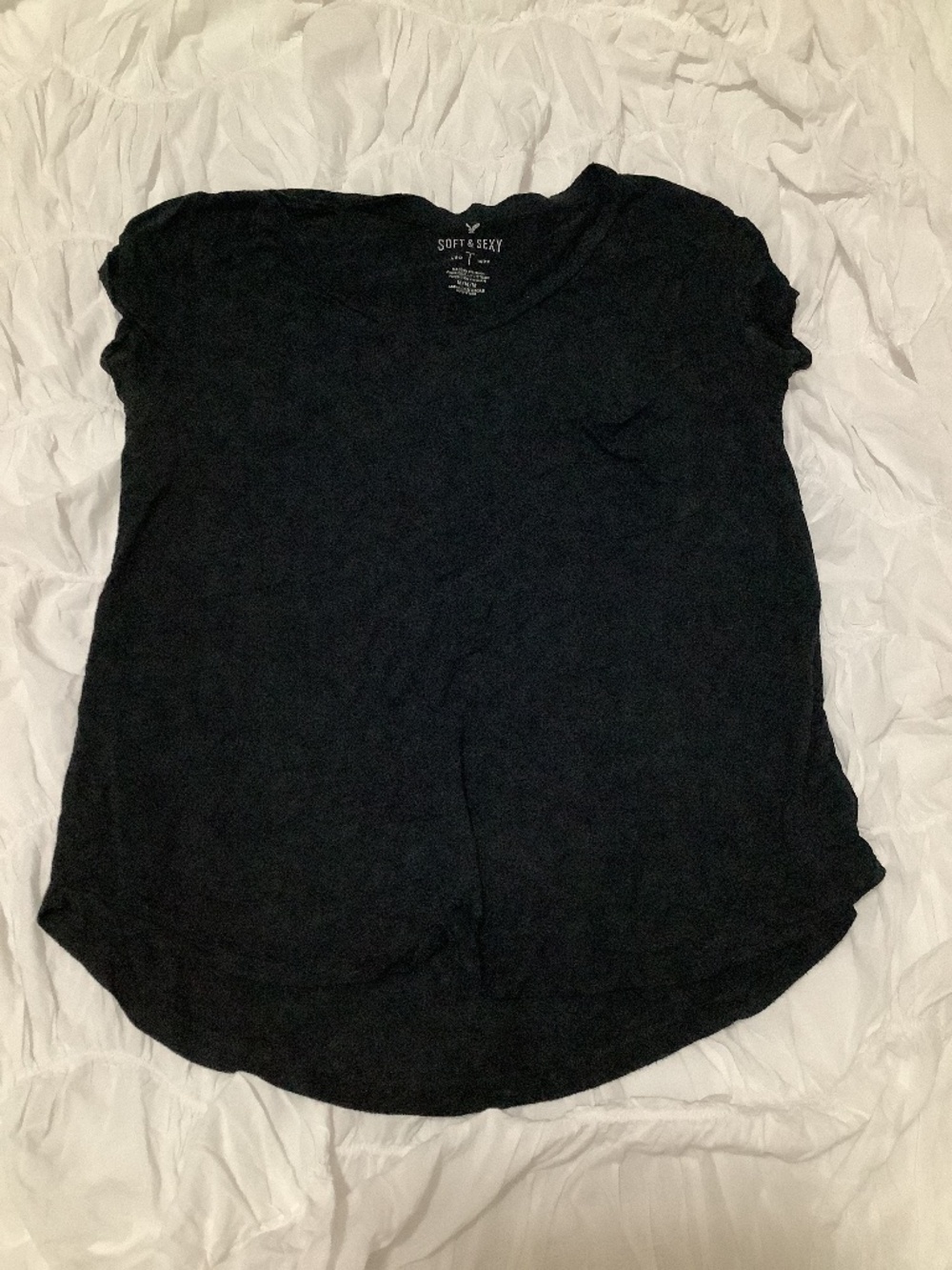 Black Flowy Tee with Chest Pocket